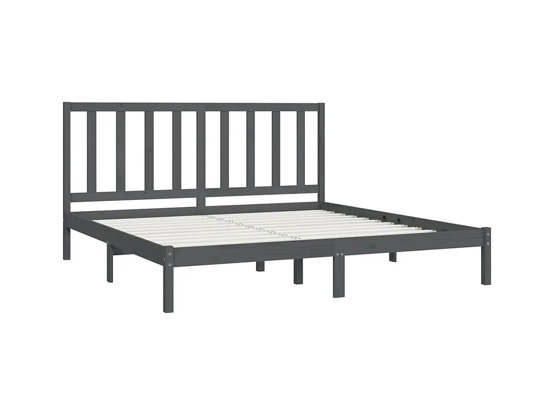 Cadre de lit sans matelas bois massif de pin gris 200x200 cm