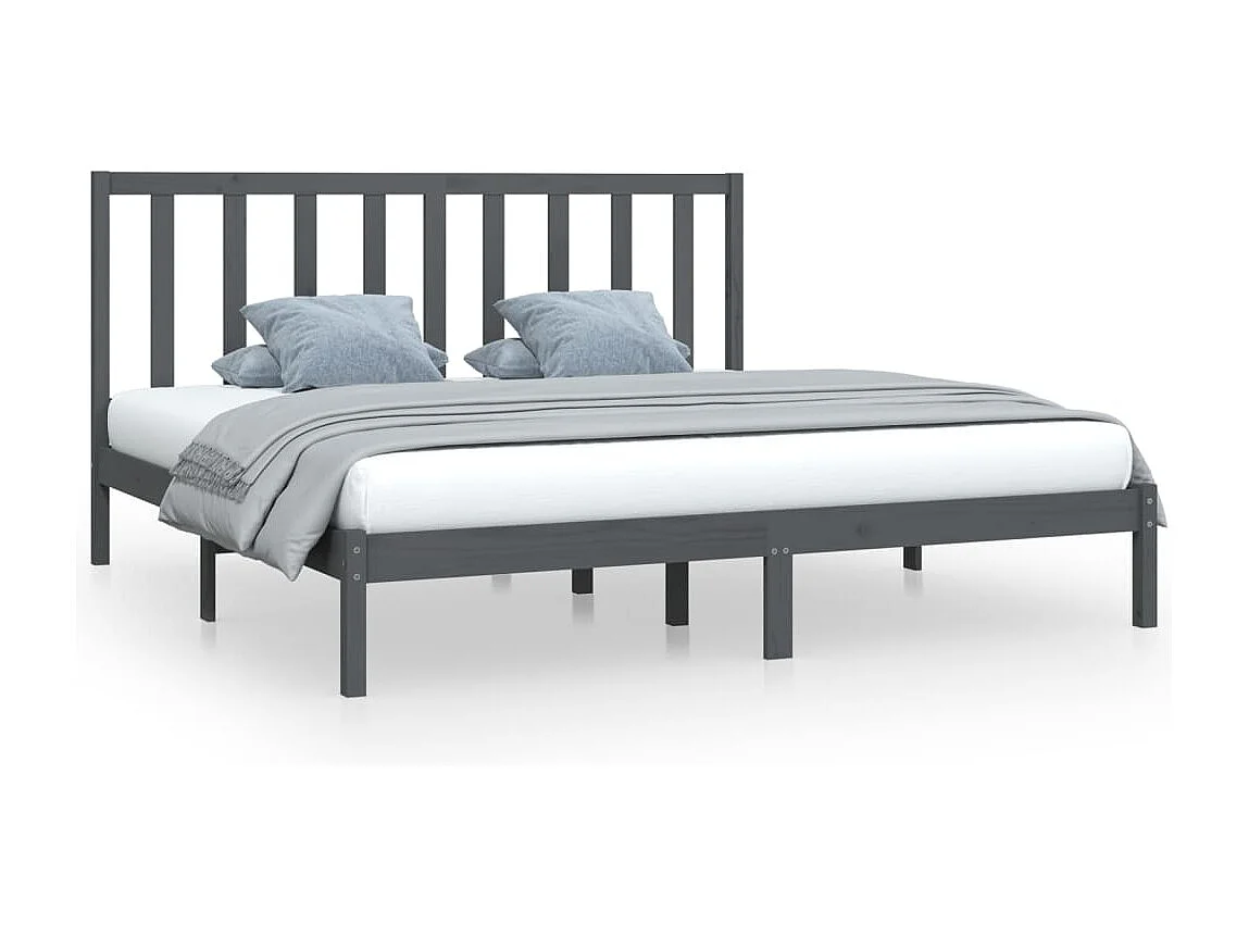 Cadre de lit sans matelas bois massif de pin gris 200x200 cm