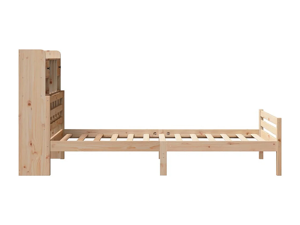 Lit bibliothèque sans matelas 100x200 cm bois massif de pin