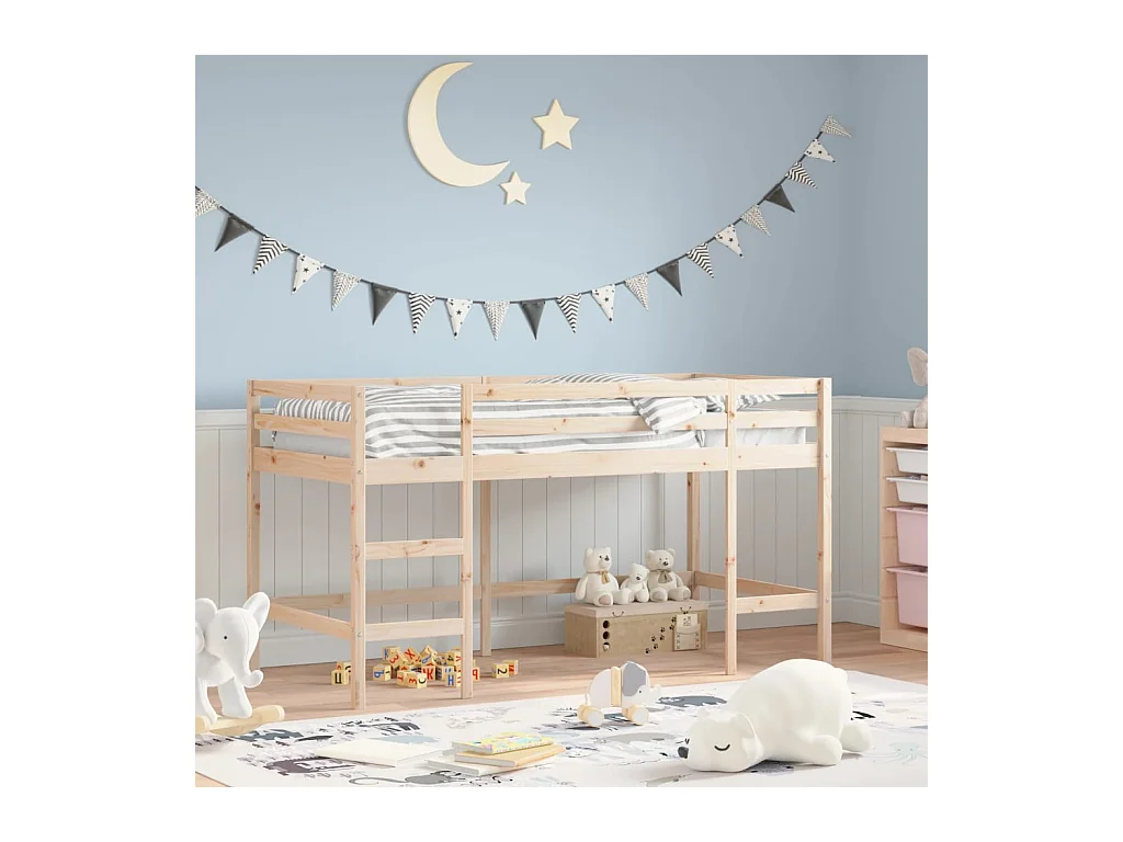 Kinderhoogslaper zonder matras met ladder 80x200 cm