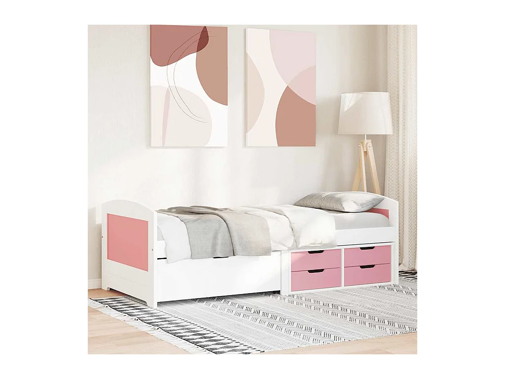 Dagbed met 5 lades zonder matras IRUN wit roze 90x200 cm