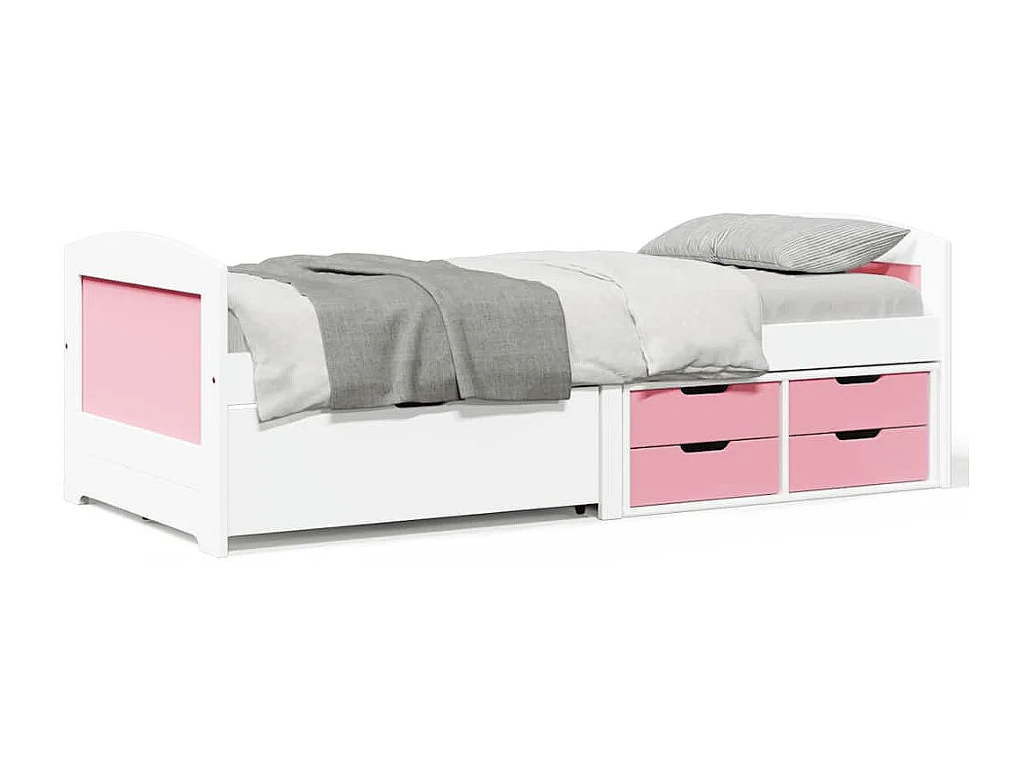 Lit de jour et 5 tiroirs sans matelas IRUN blanc rose 90x200 cm