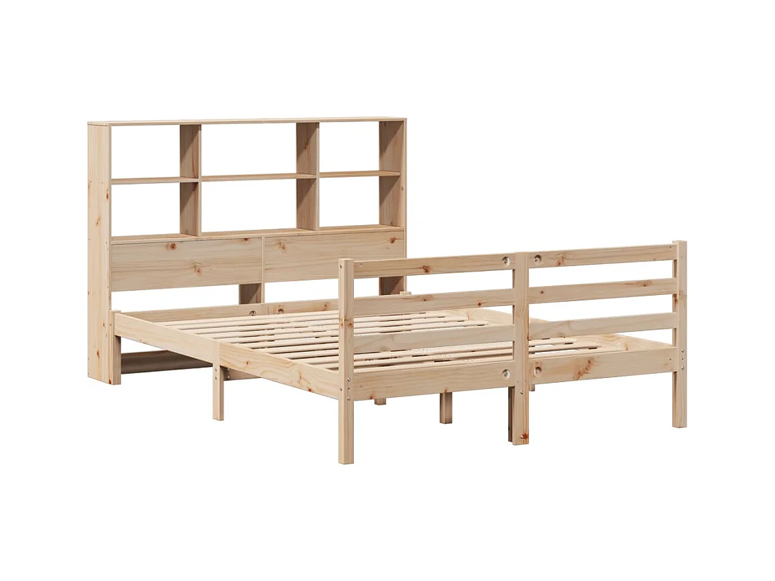 Letto a libreria senza materasso 140x200 cm in legno massello di pino