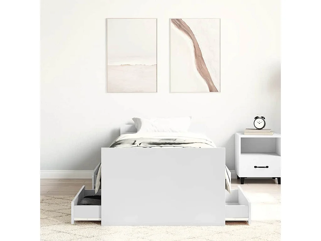 Cadre de lit sans matelas blanc 100x200 cm