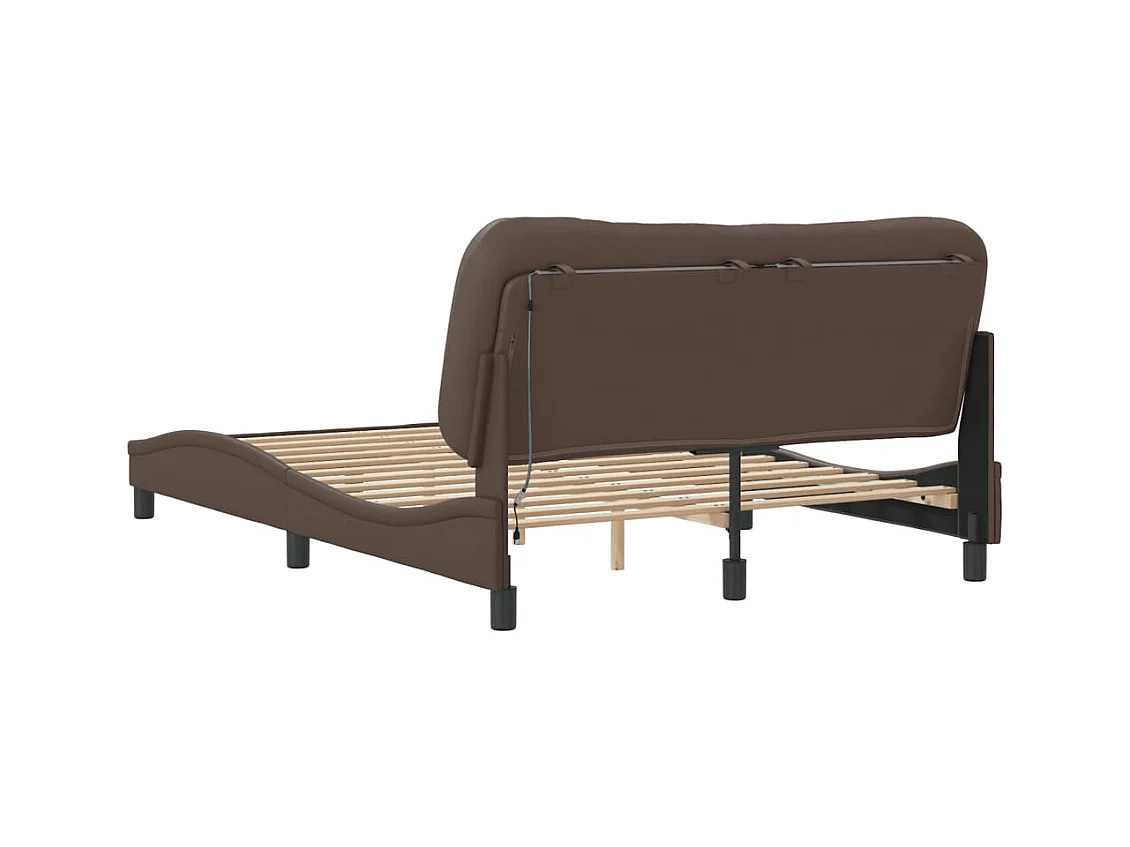 Cadre de lit avec LED sans matelas marron 120x200 cm