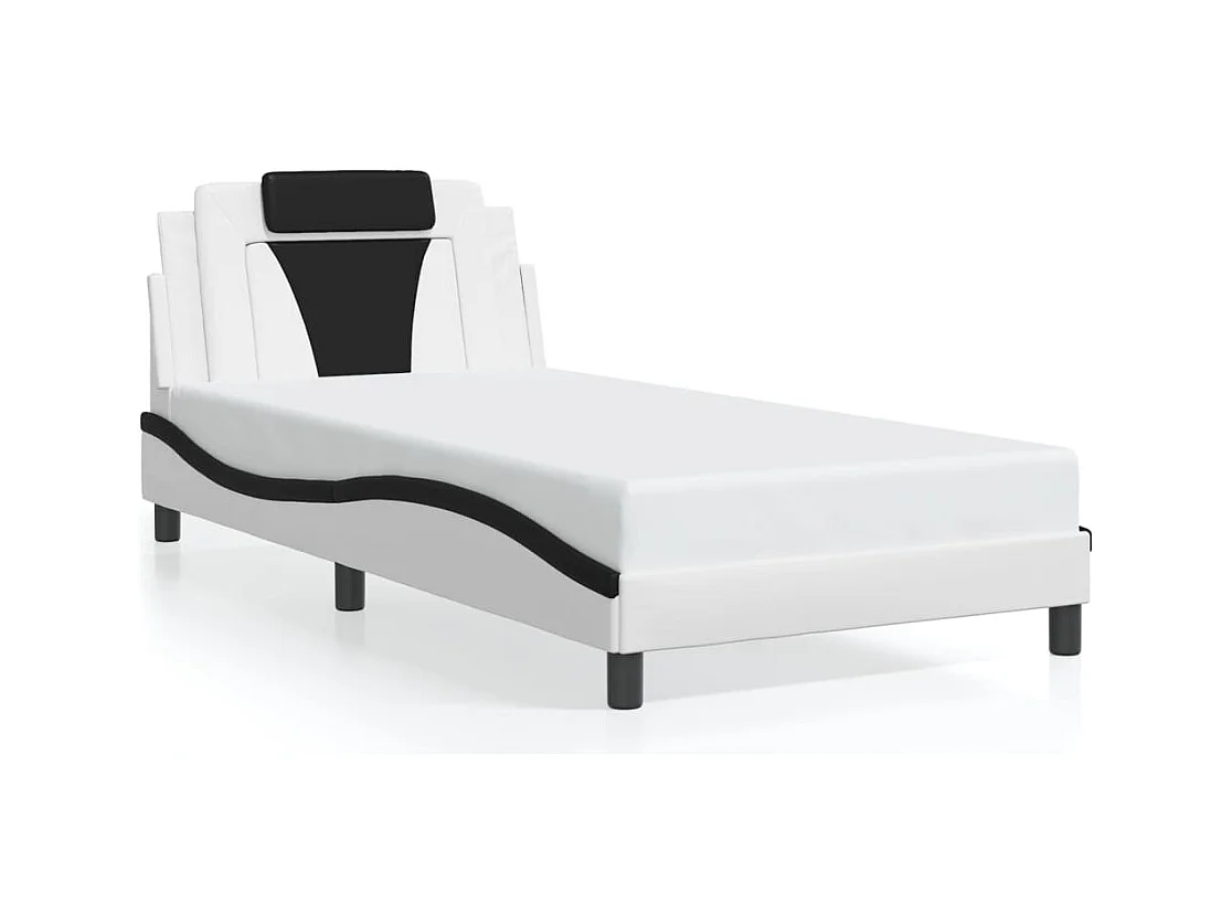 Estructura de cama con LED sin colchón blanco y negro 100x200 cm