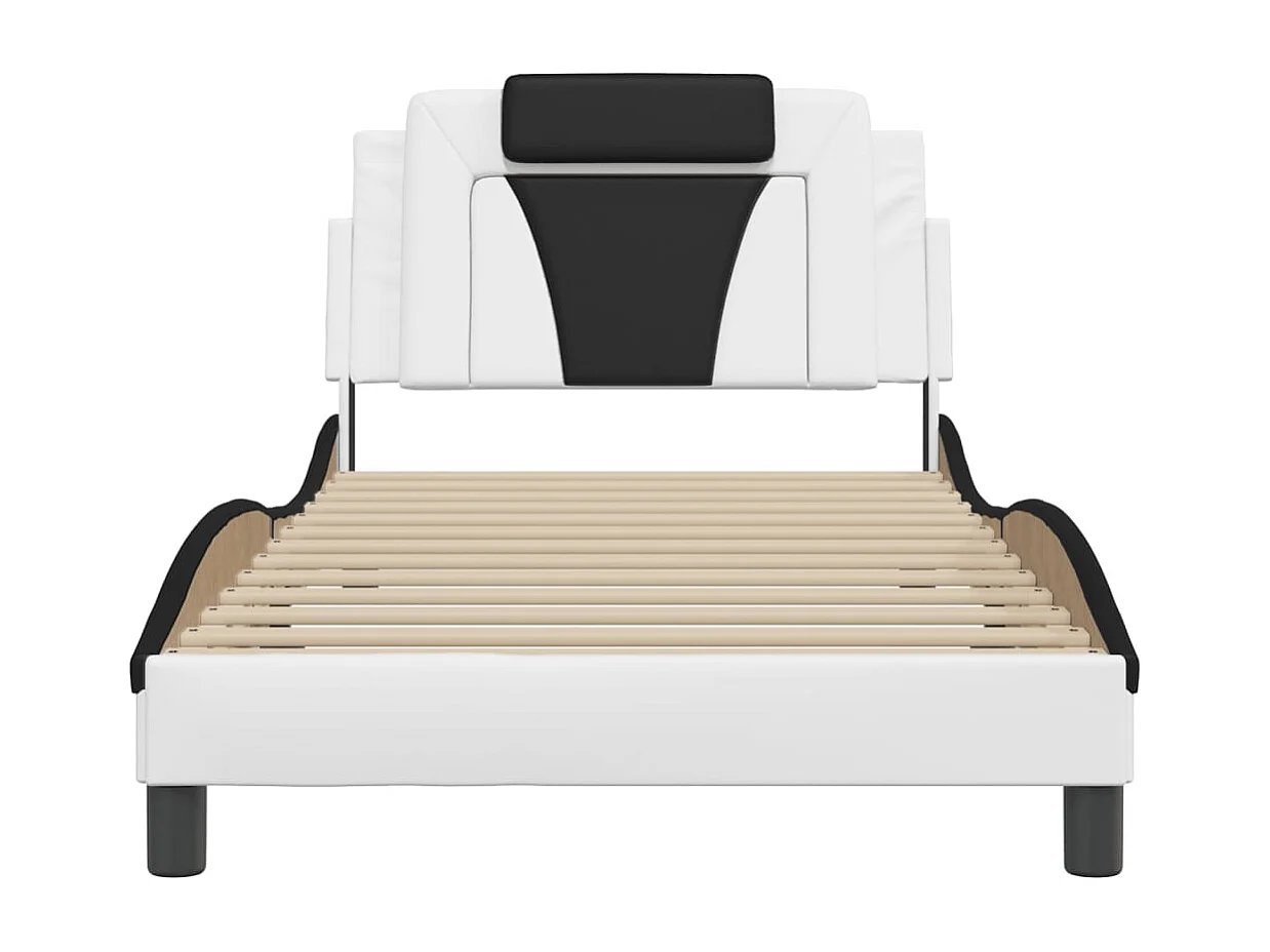 Estructura de cama con LED sin colchón blanco y negro 100x200 cm