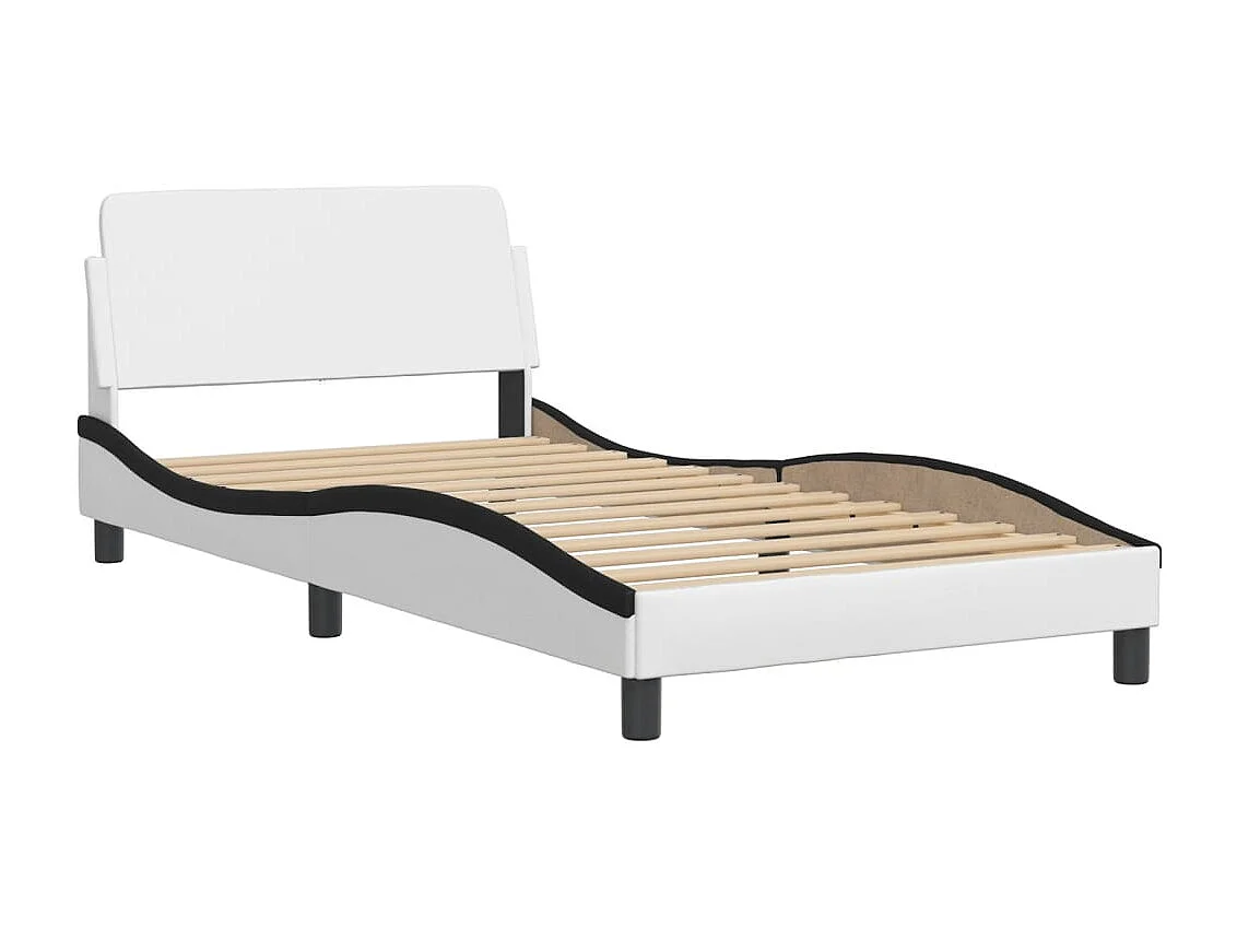 Estructura de cama con LED sin colchón blanco y negro 100x200 cm