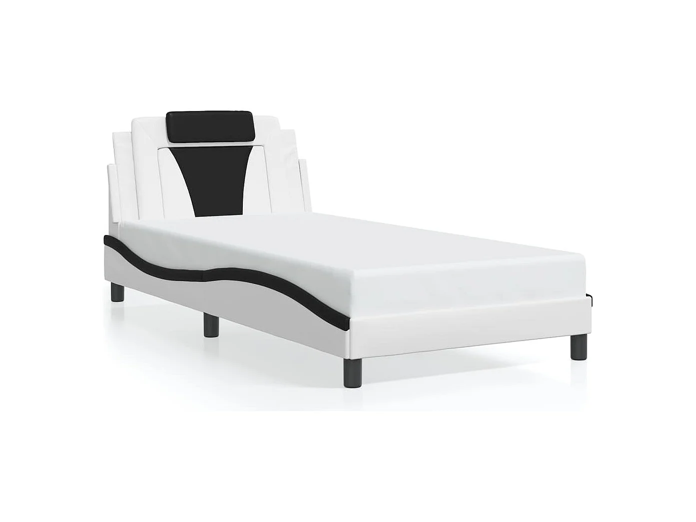 Estructura de cama con LED sin colchón blanco y negro 100x200 cm