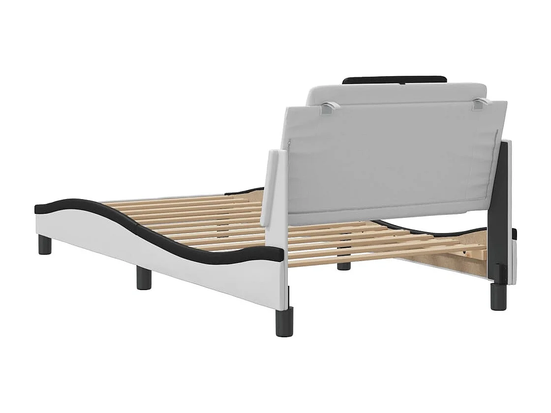 Estructura de cama con LED sin colchón blanco y negro 100x200 cm