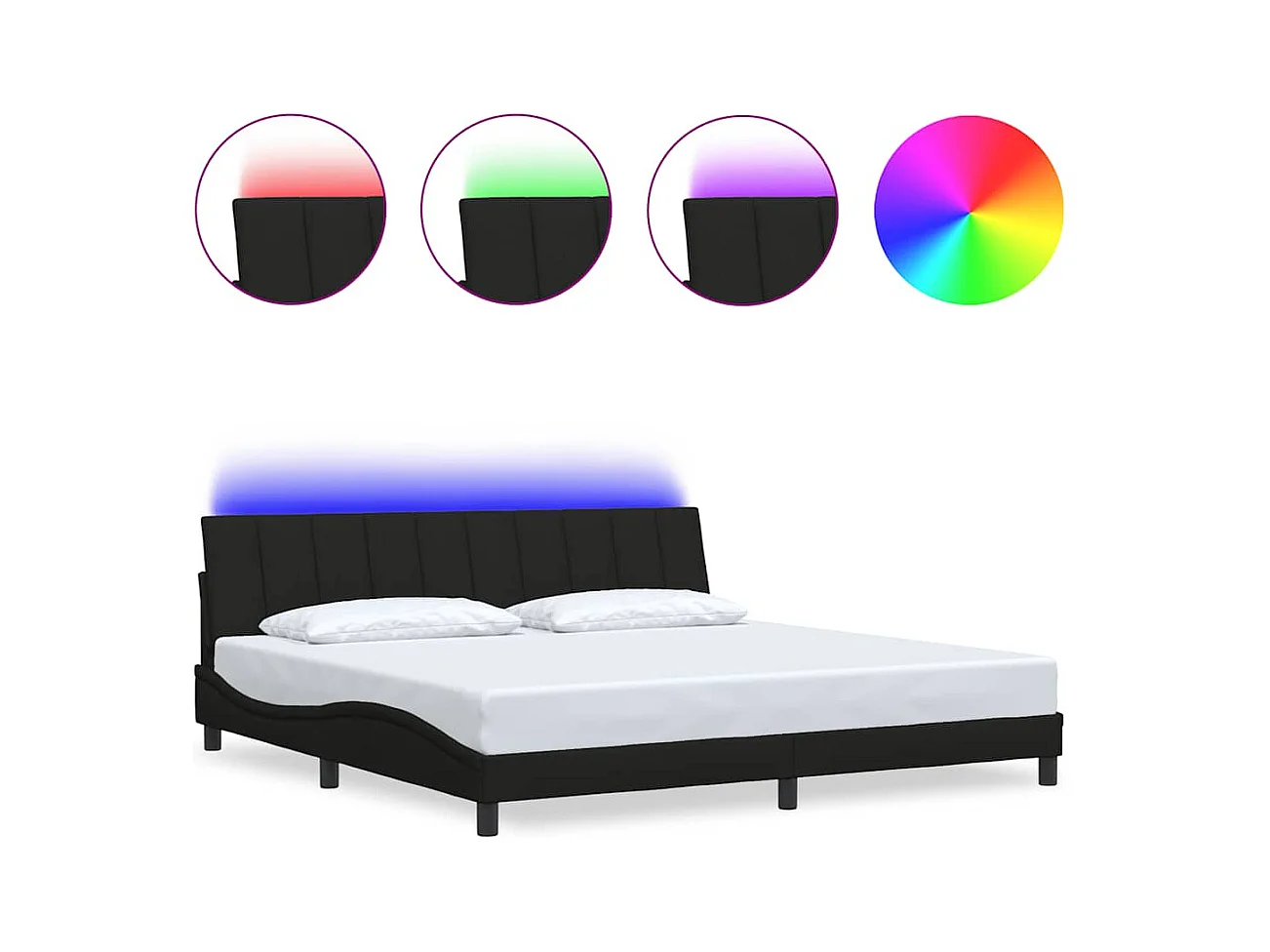 Struttura letto senza materasso tessuto nero 200x200 cm