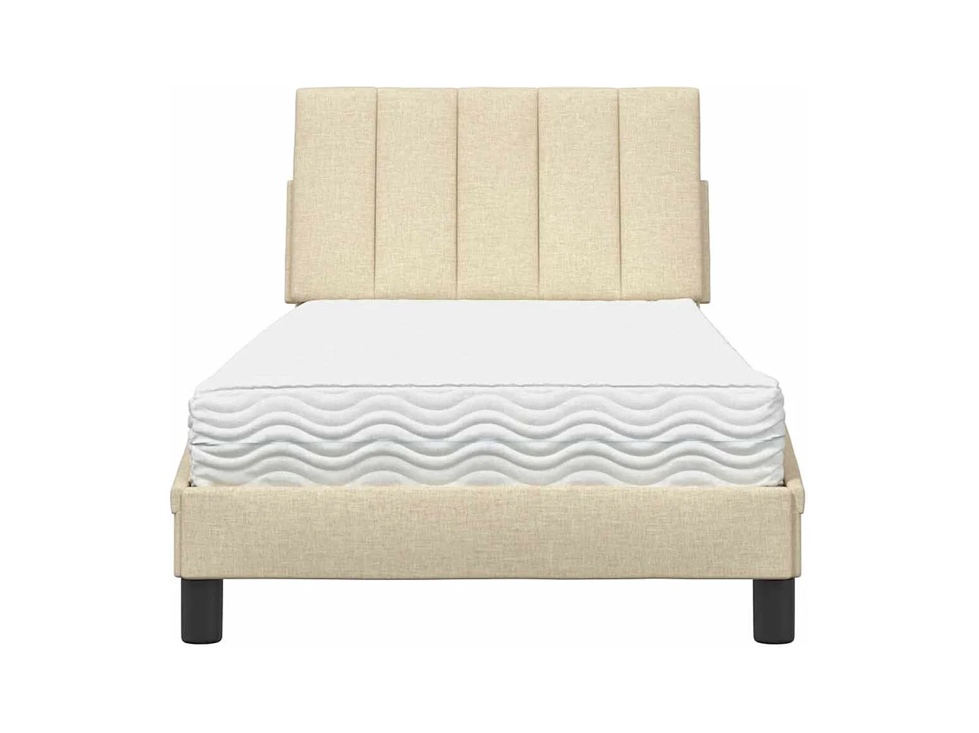 Bed met crèmekleurige matrasstof 90x200 cm