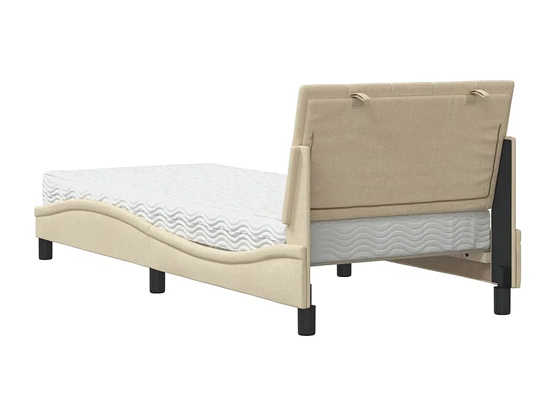 Bed met crèmekleurige matrasstof 90x200 cm