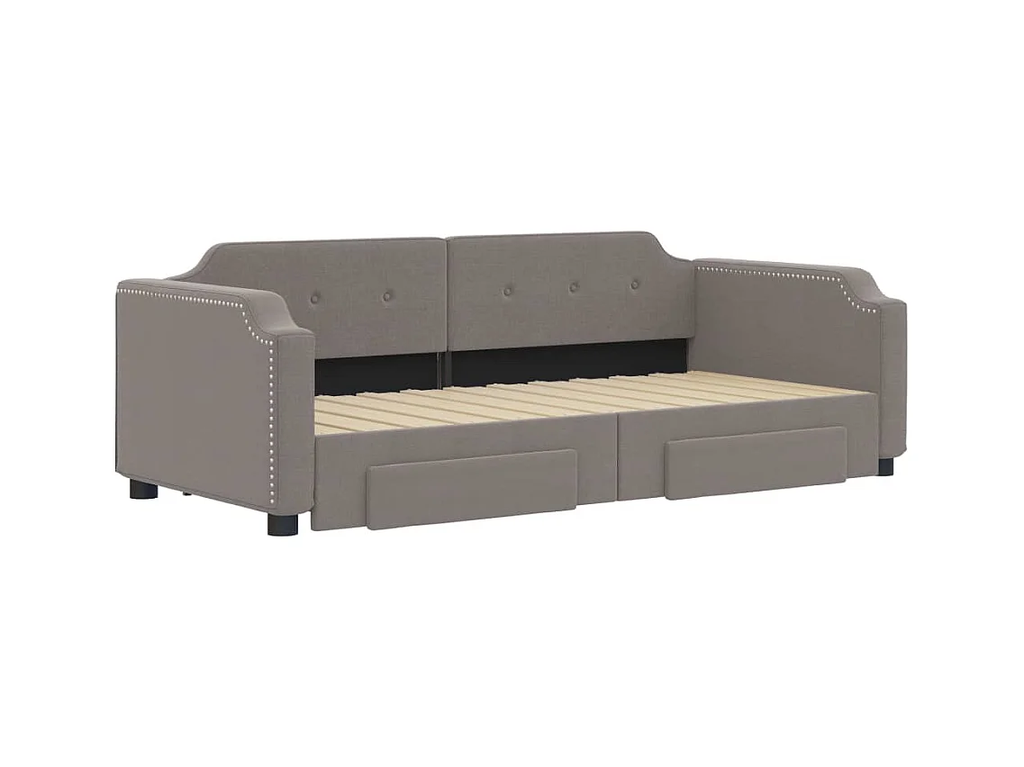 Dagbed met onderschuifbed en lades taupe 100x200 cm stof