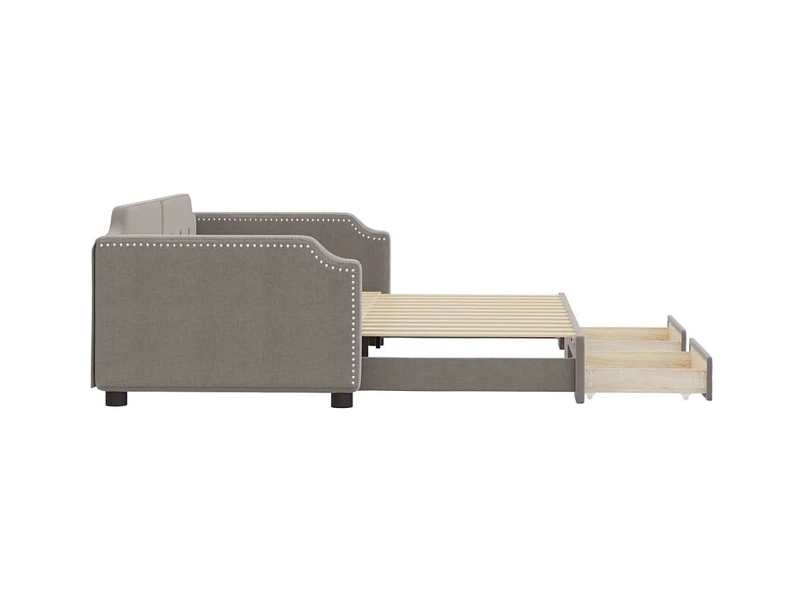 Dagbed met onderschuifbed en lades taupe 100x200 cm stof