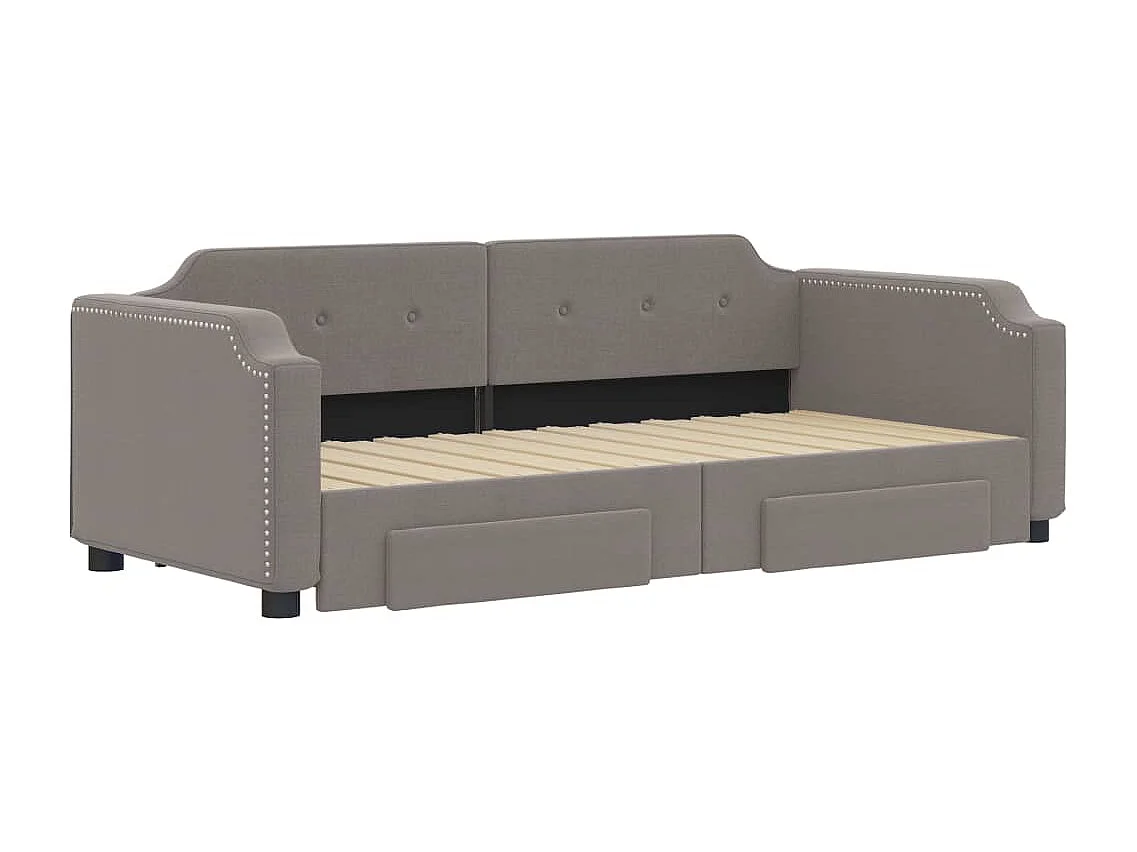 Dagbed met onderschuifbed en lades taupe 100x200 cm stof