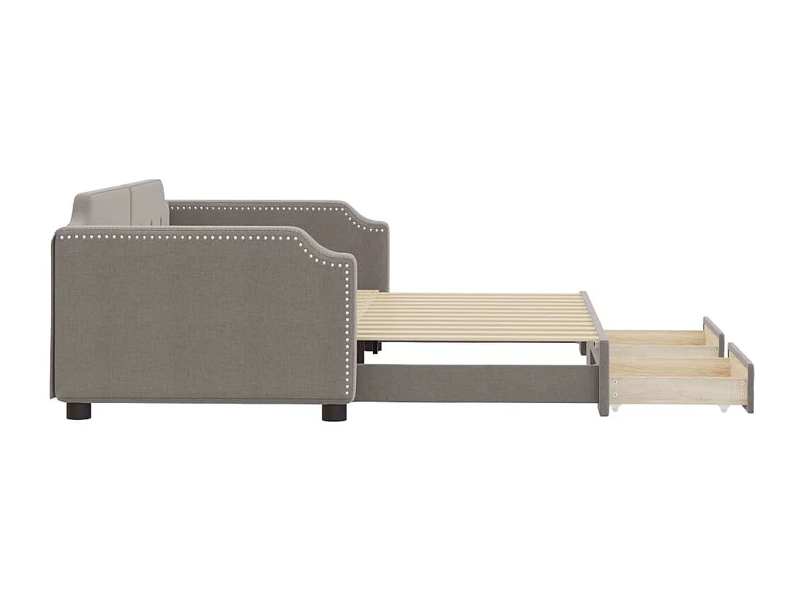 Dagbed met onderschuifbed en lades taupe 100x200 cm stof