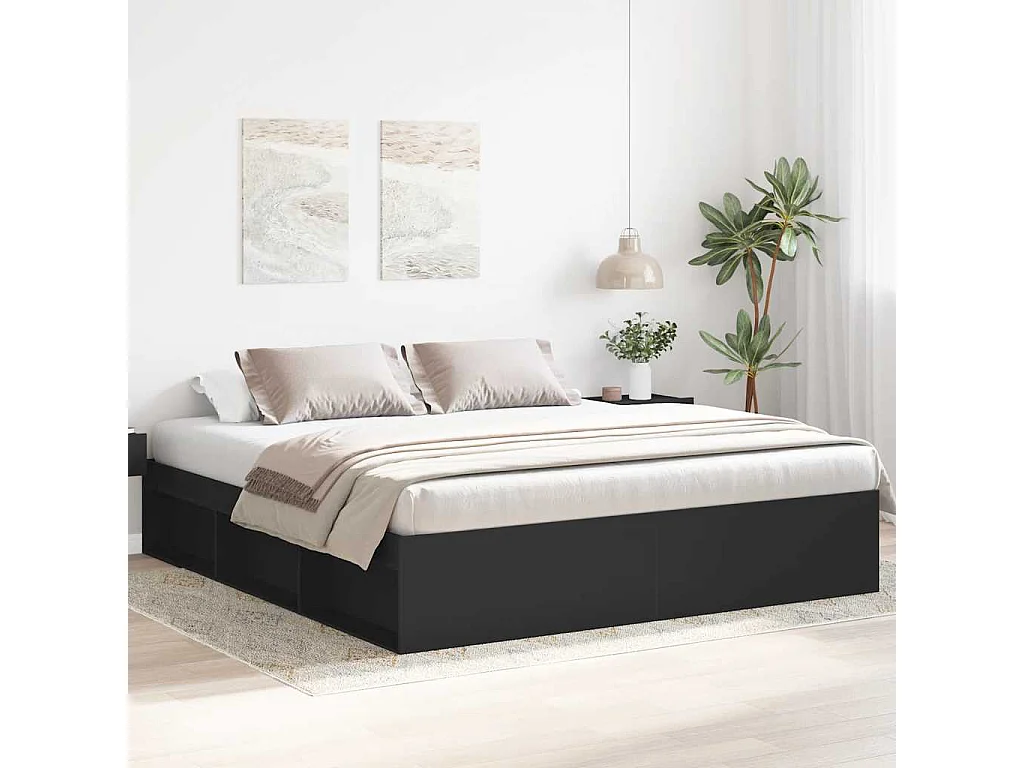 Cadre de lit sans matelas noir 200x200 cm