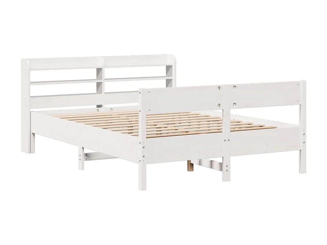Estructura de cama sin colchón blanca 160x200 cm madera maciza de pino