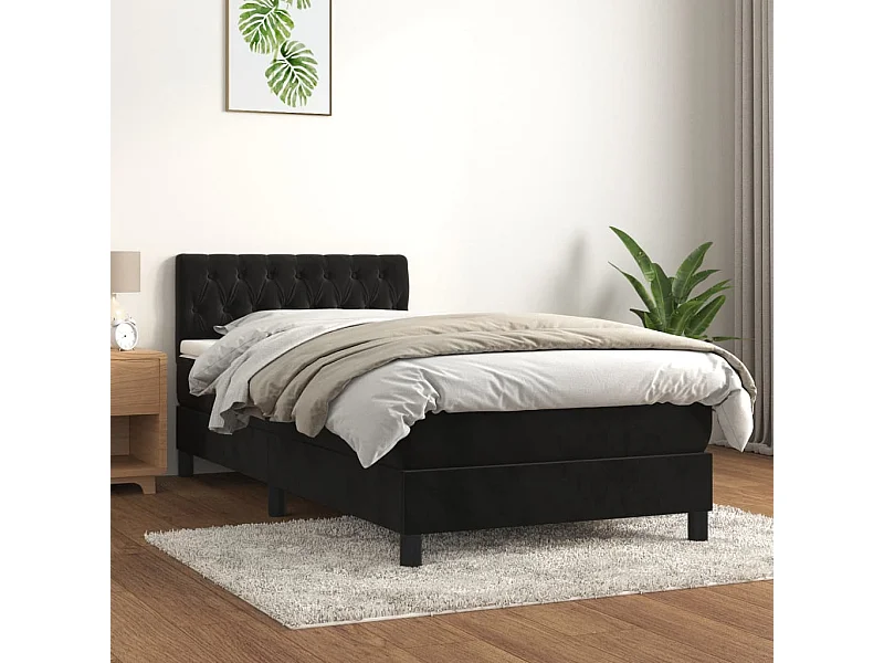 Lattenrost mit Matratze Schwarz 100x200 cm Samt