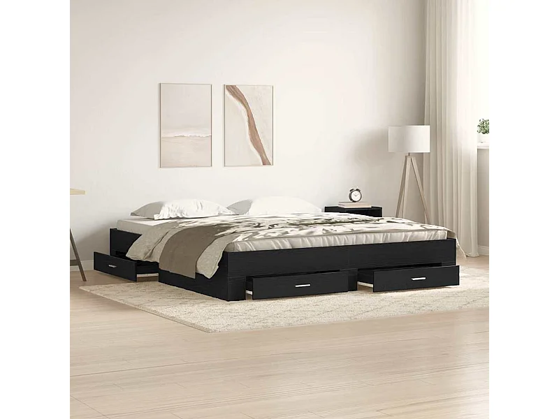 Bedframe met lades met lade Zwarte eik 180 x 200 cm