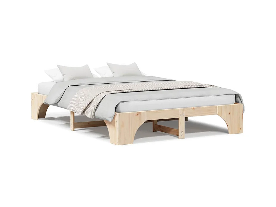 Struttura letto in pino massello 150 x 200 cm Legno di pino massello