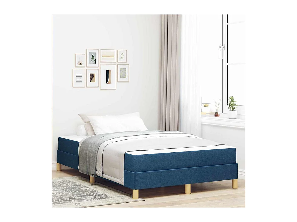 Letto Box Spring blu e marrone 120 x 200 cm