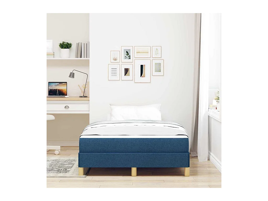 Letto Box Spring blu e marrone 120 x 200 cm