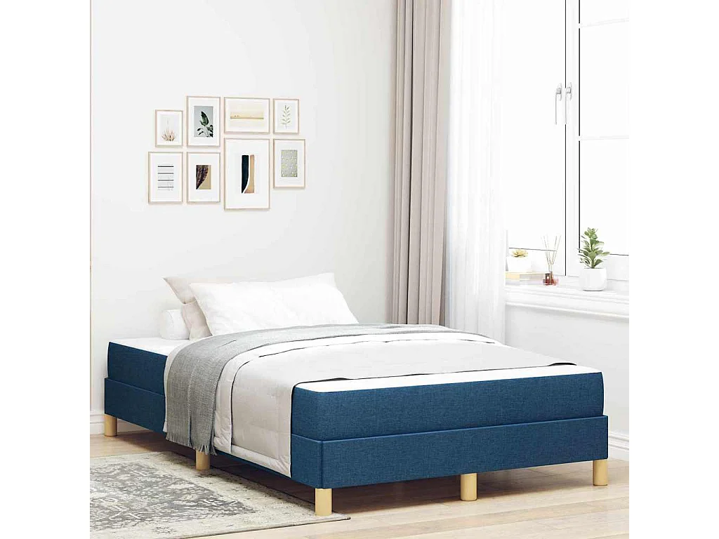 Letto Box Spring blu e marrone 120 x 200 cm