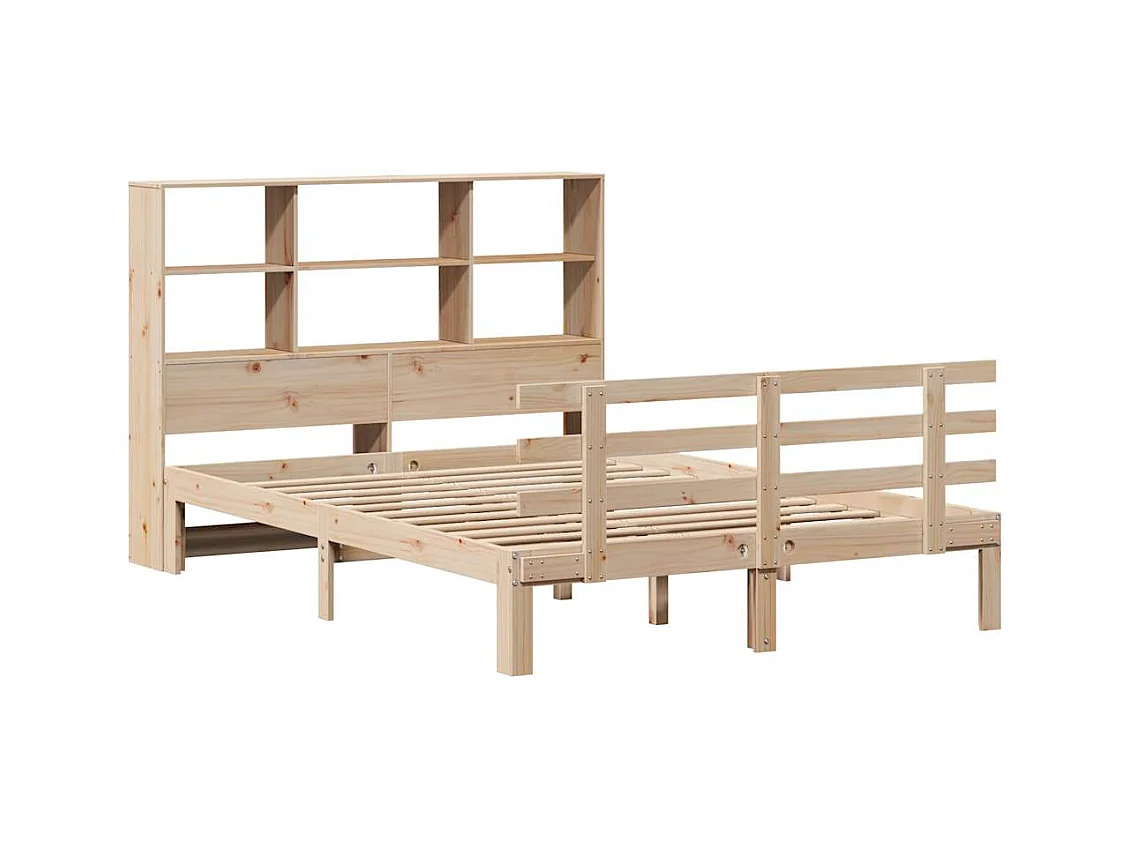 Letto a libreria senza materasso 120x190 cm in legno massello di pino