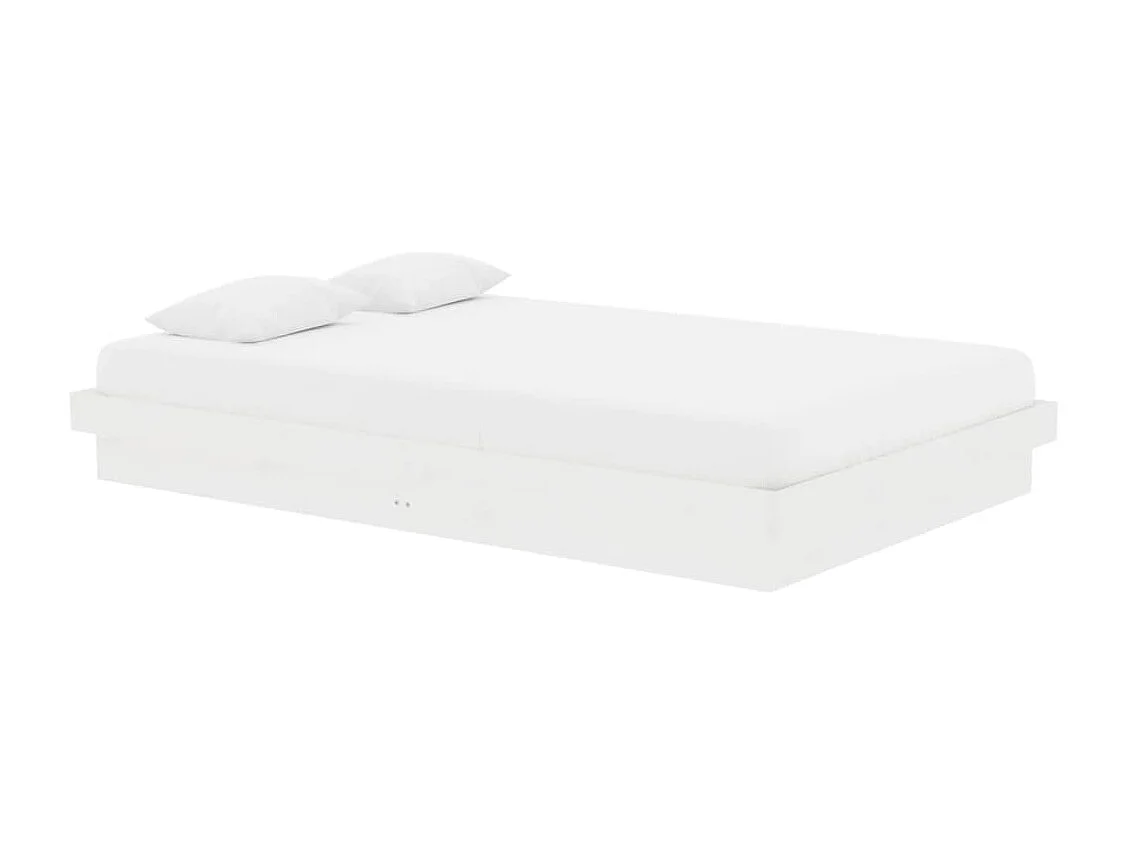 Cadre de lit sans matelas blanc bois massif