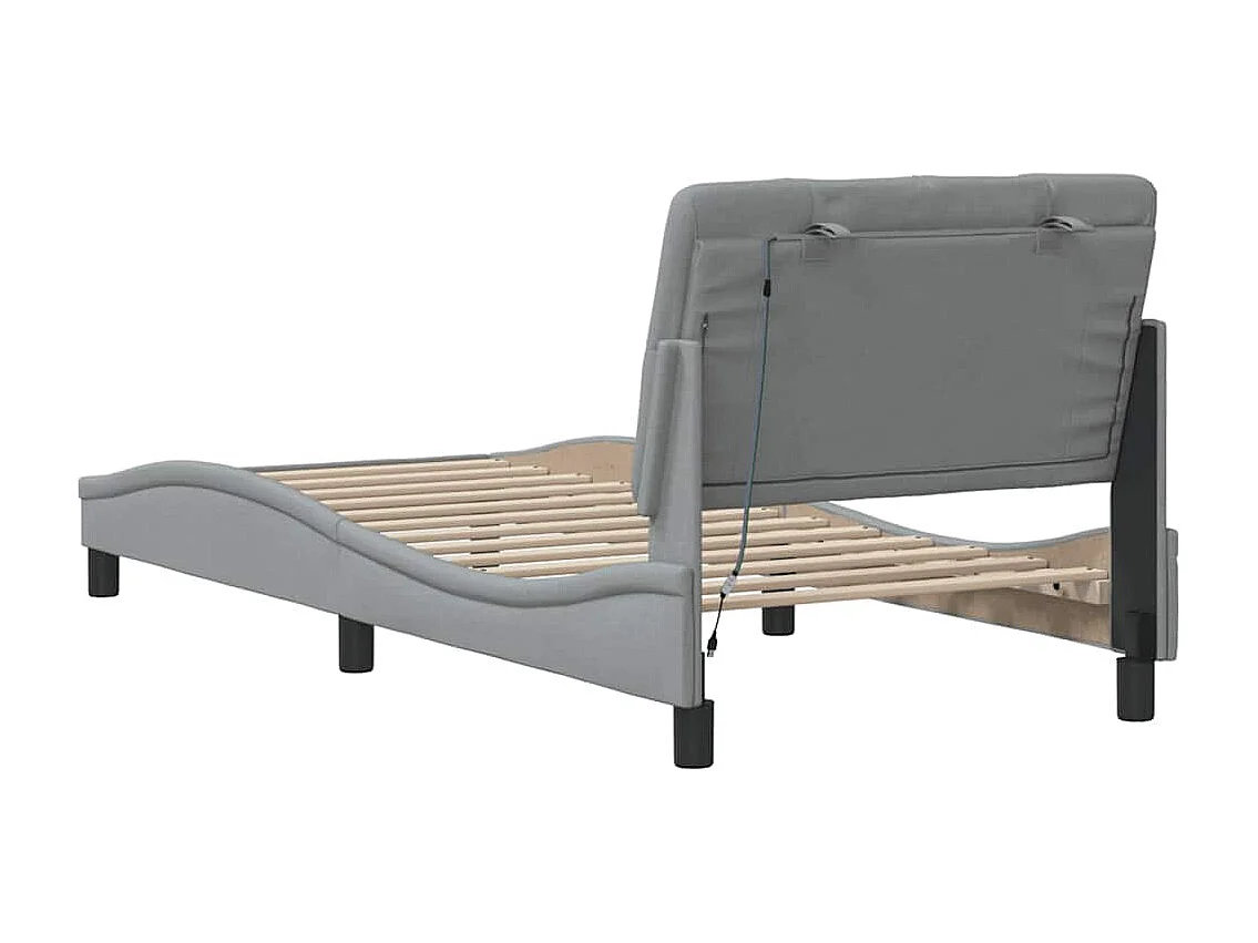 Struttura letto con LED senza materasso tessuto grigio chiaro 90x200 cm