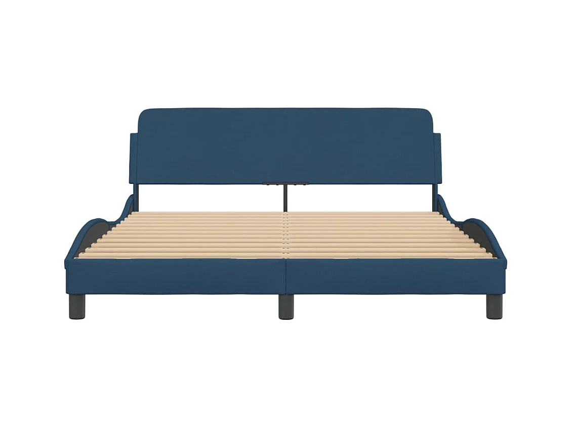 Bedframe met hoofdbord zonder matras blauw 160x200cm stof