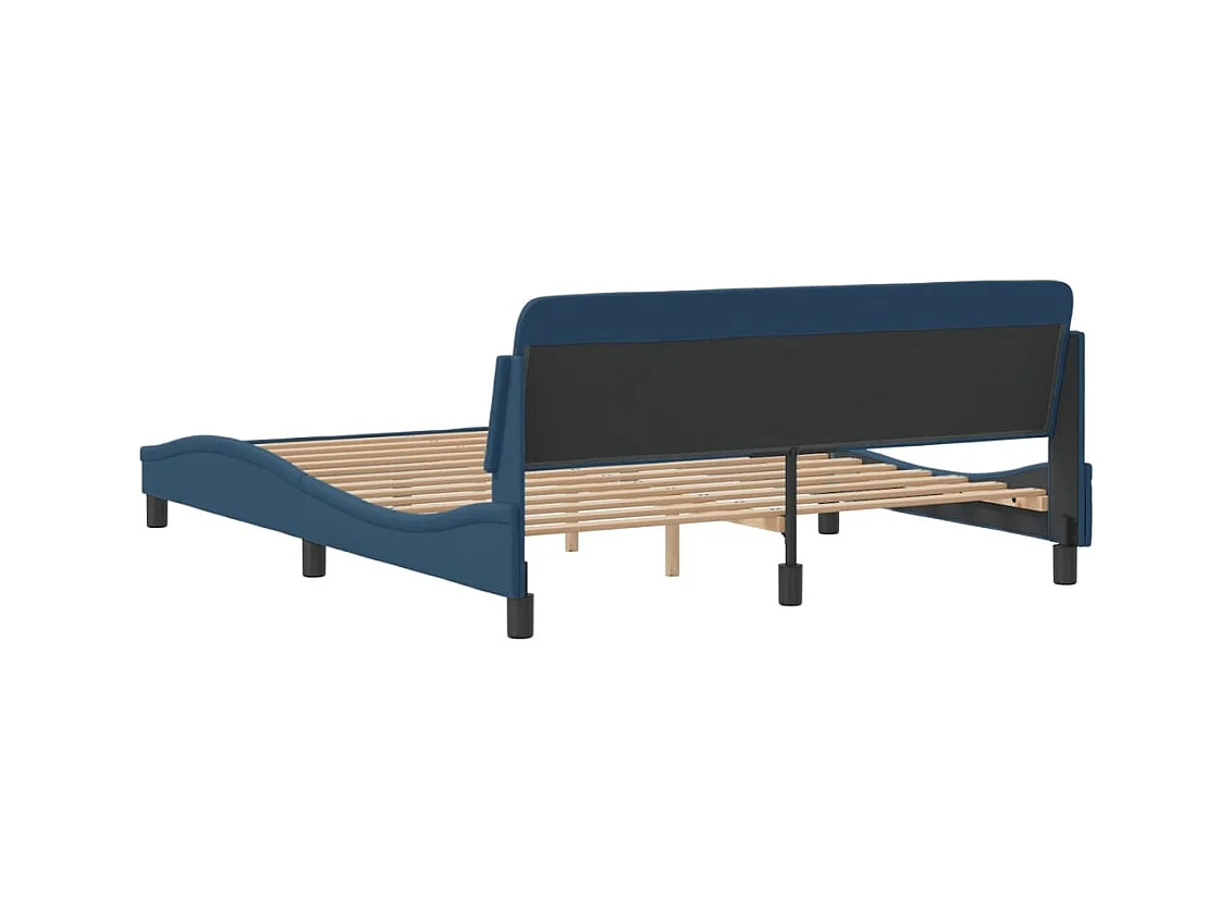 Bedframe met hoofdbord zonder matras blauw 160x200cm stof