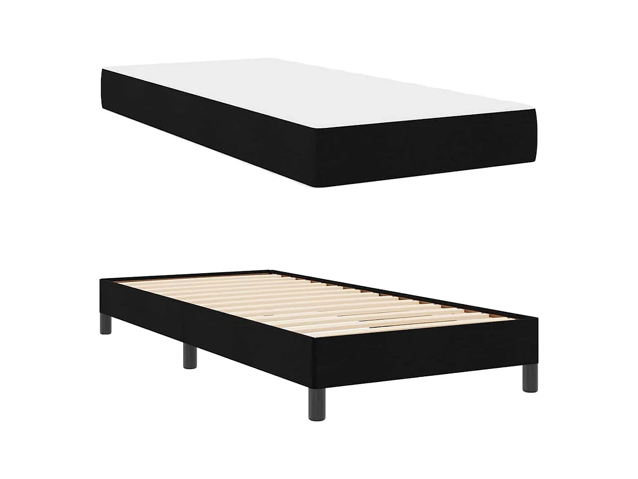 Springbed met matras Zwarte stof 100 x 200 cm