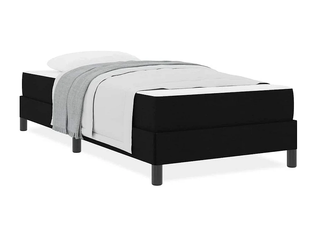 Lit à ressorts avec matelas Noir 100 x 200 cm tissu