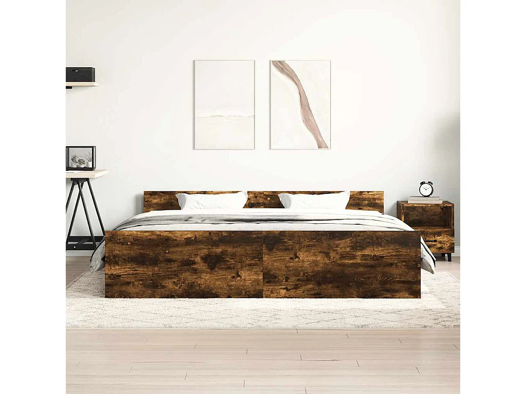 Cadre de lit sans matelas chêne fumé 180x200 cm