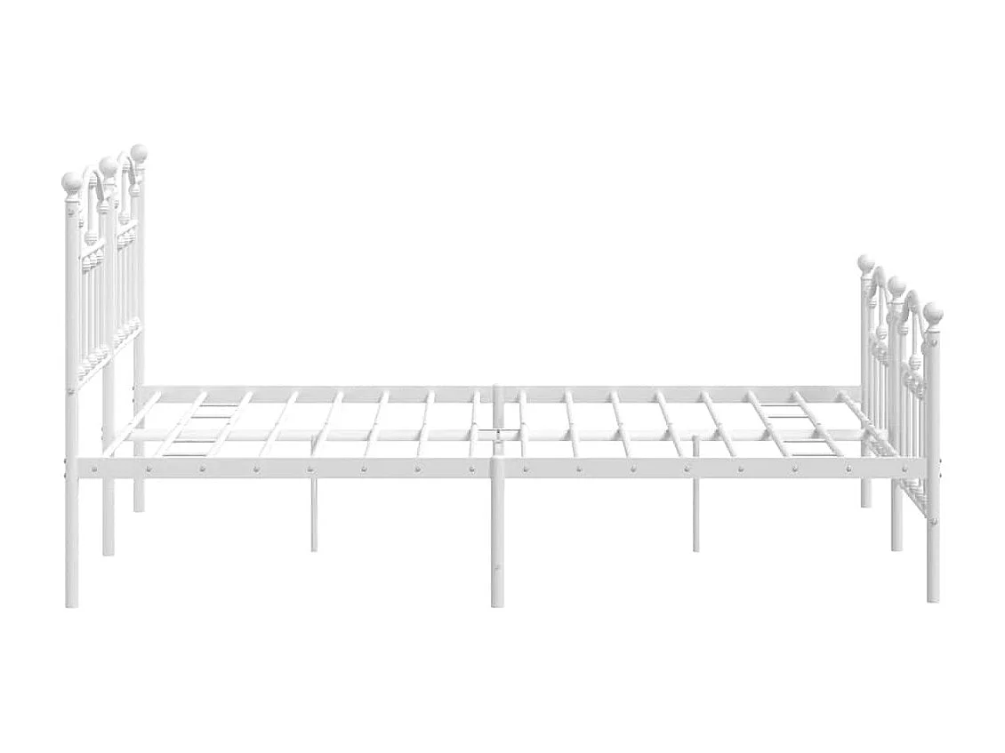 Cadre de lit métal sans matelas et pied de lit blanc 140x200 cm