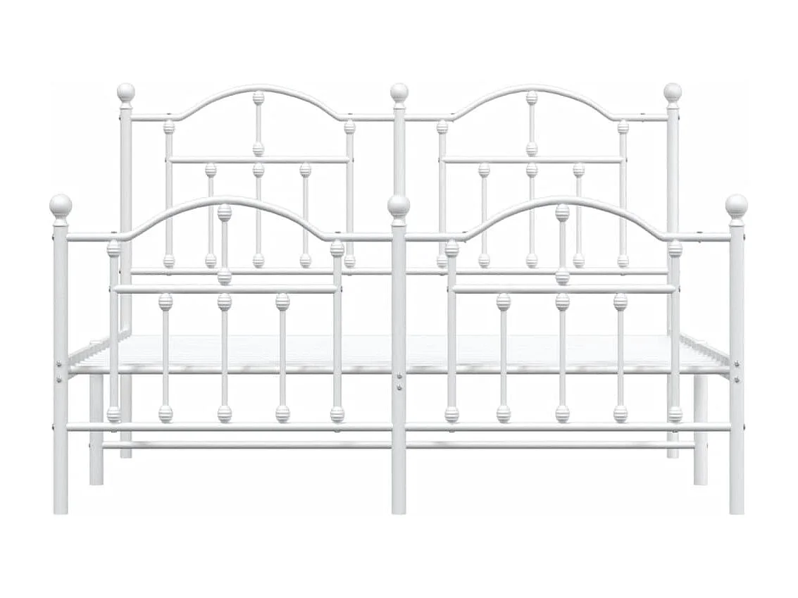 Cadre de lit métal sans matelas et pied de lit blanc 140x200 cm