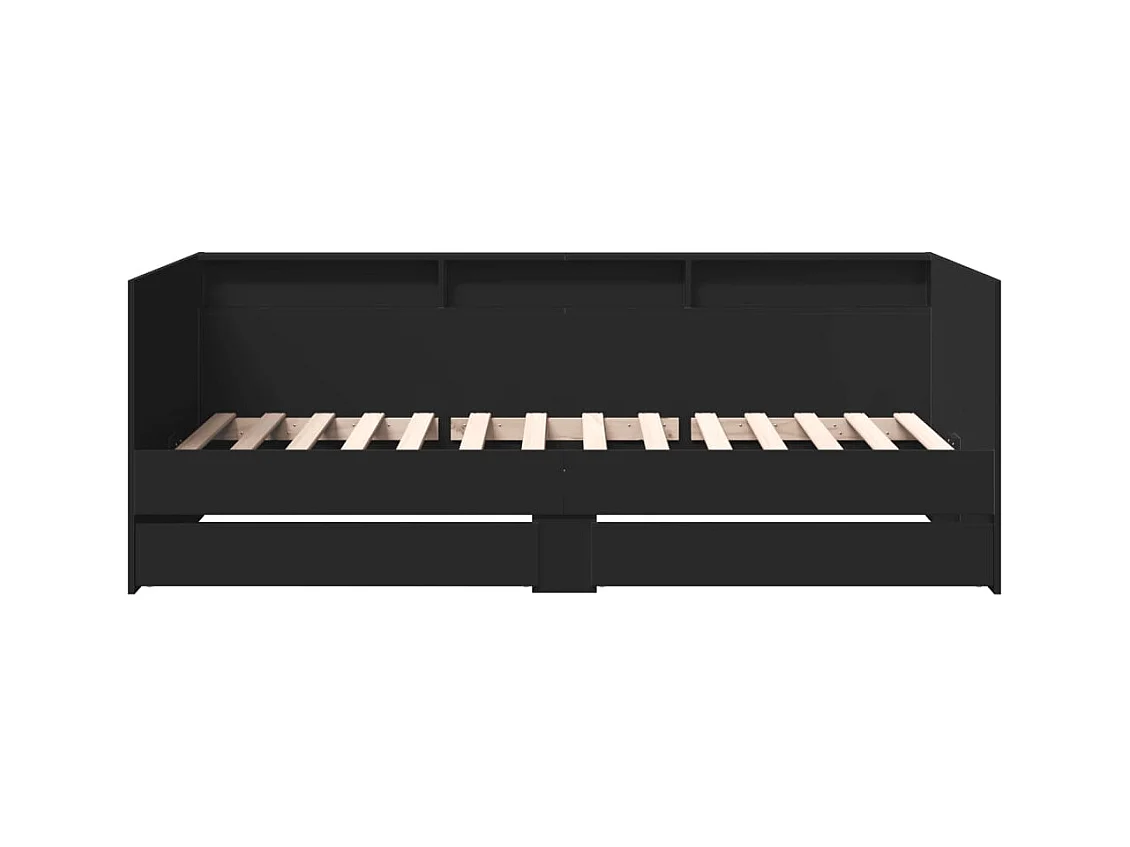 Lit de jour avec tiroirs sans matelas noir 100x200 cm