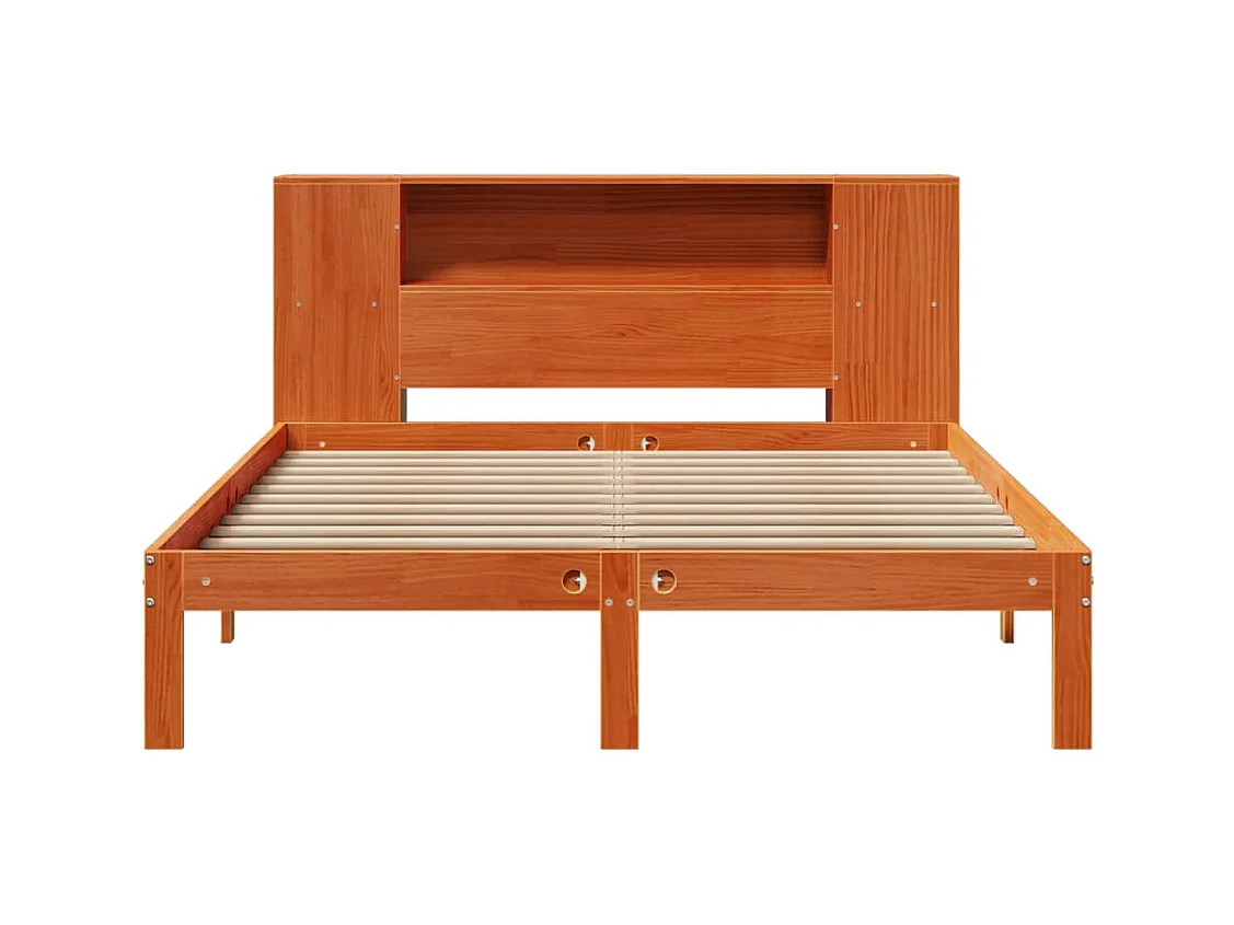 Regalbett ohne Matratze, braun gewachst, 140x200 cm, Kiefer massiv