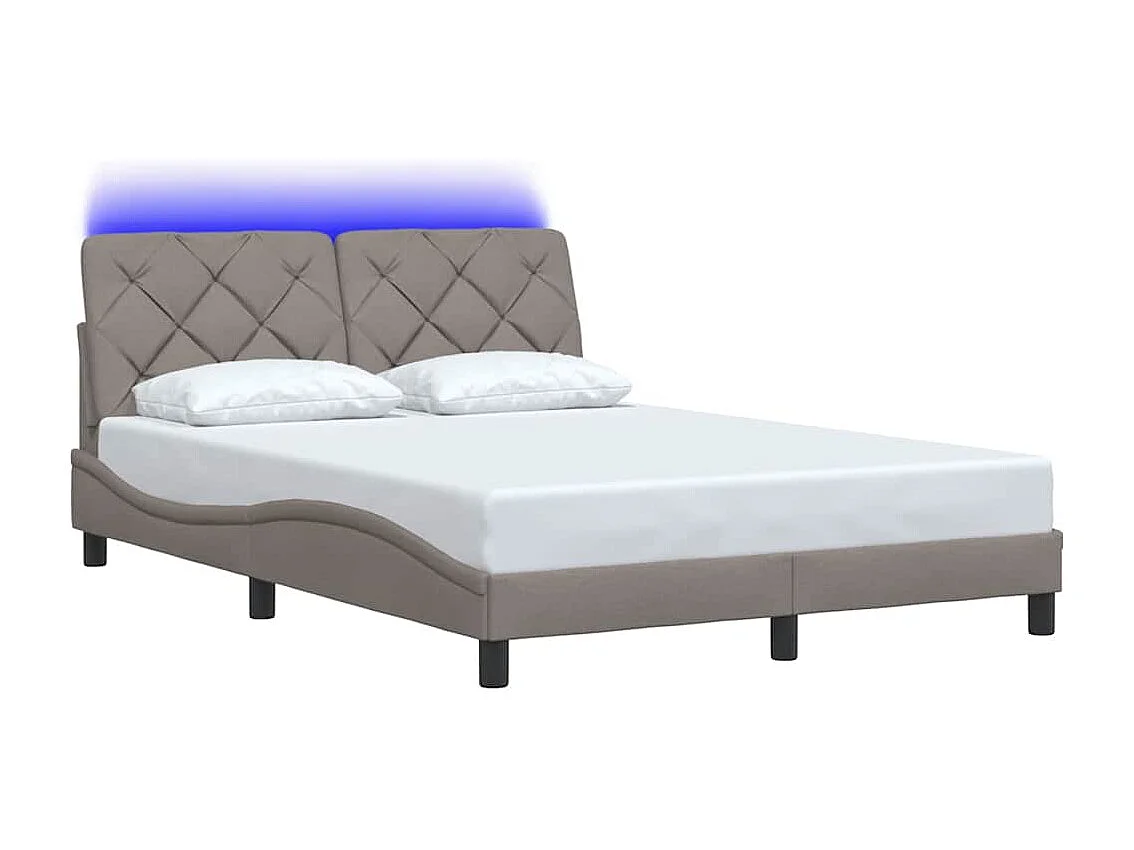 Cadre de lit avec LED sans matelas taupe 140x200 cm tissu