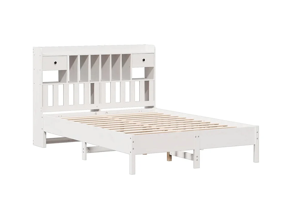 Bibliotheksbett ohne Matratze weiß 140x190 cm Massivholz Kiefer
