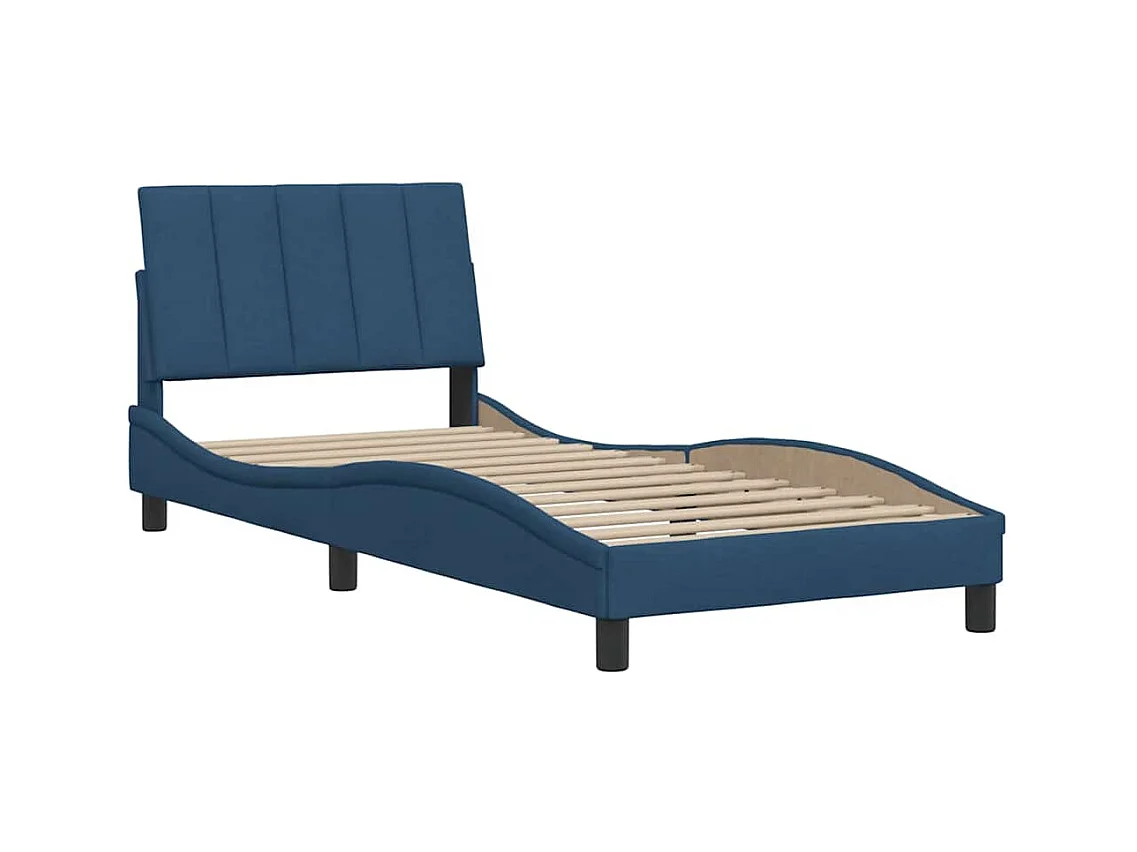 Estructura de cama sin colchón tela azul 90x200 cm