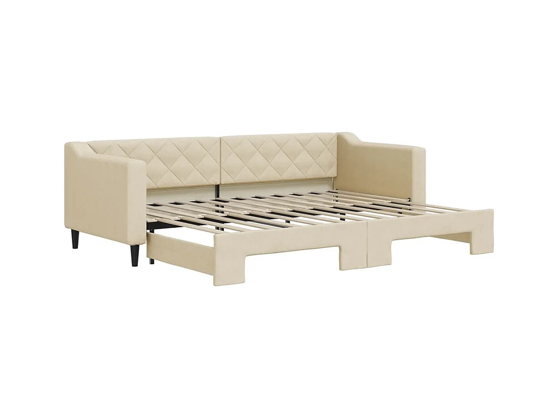 Lit de jour avec gigogne sans matelas crème 80x200 cm