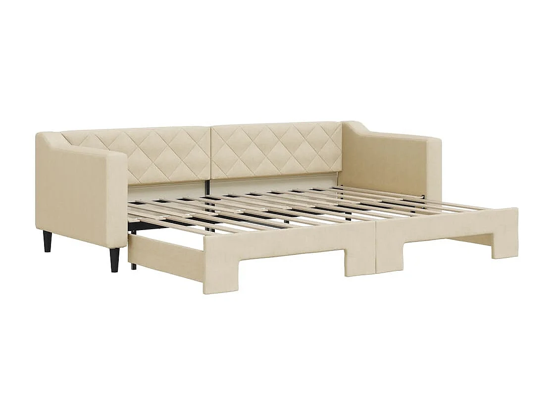 Cama de día con nido sin colchón crema 80x200 cm