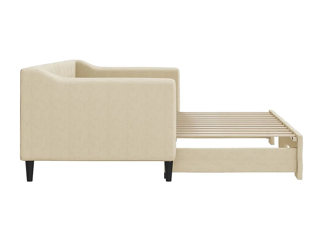 Cama de día con nido sin colchón crema 80x200 cm