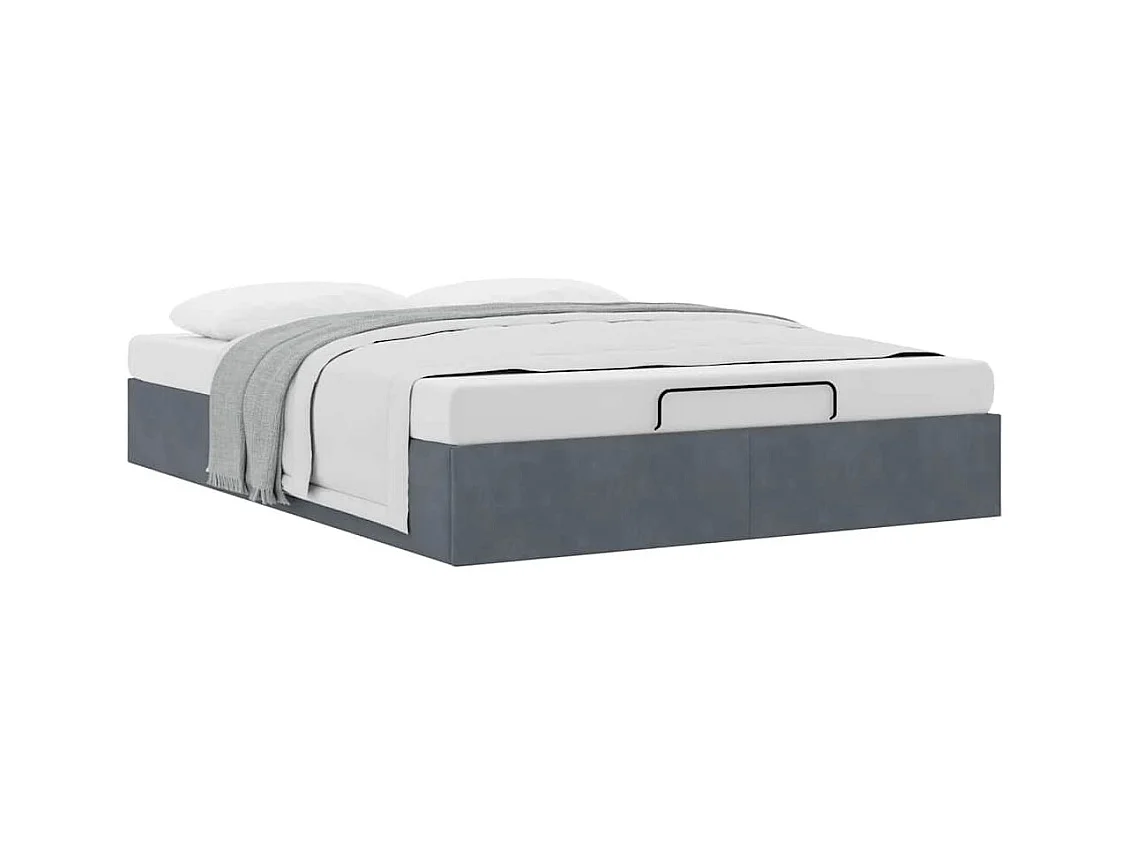 Ottomaanse bedframe zonder matras donkergrijs 140x200 cm fluweel