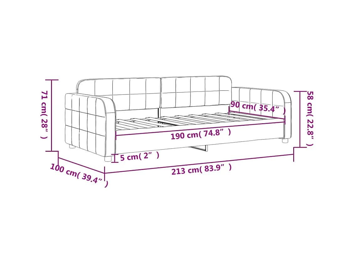 Dagbed zonder matras zwart 90x190 cm fluweel