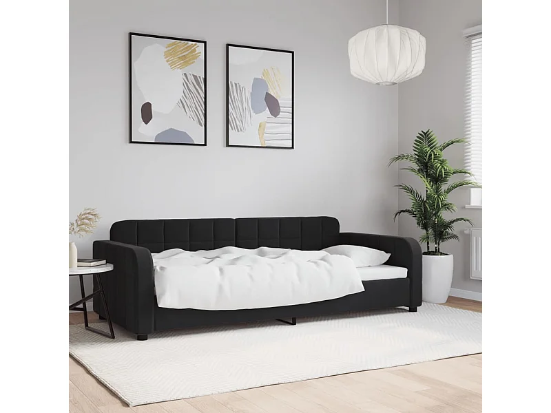 Divano letto senza materasso nero 90x190 cm velluto